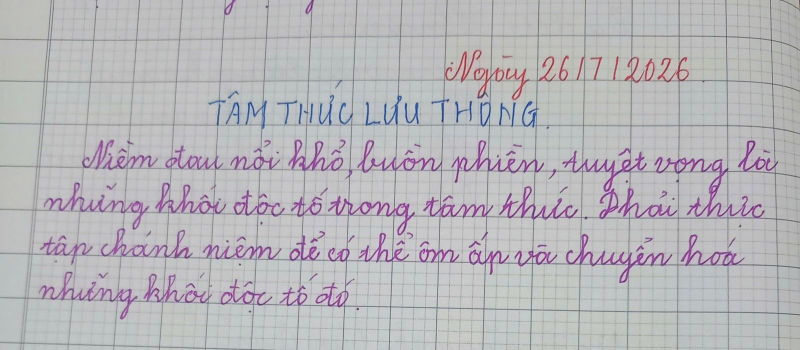 Trang sổ chép tay ngày 26/7/2026