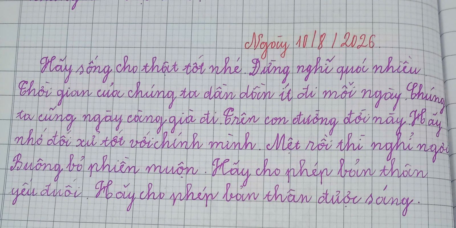 Trang sổ chép tay ngày 10/8/2026