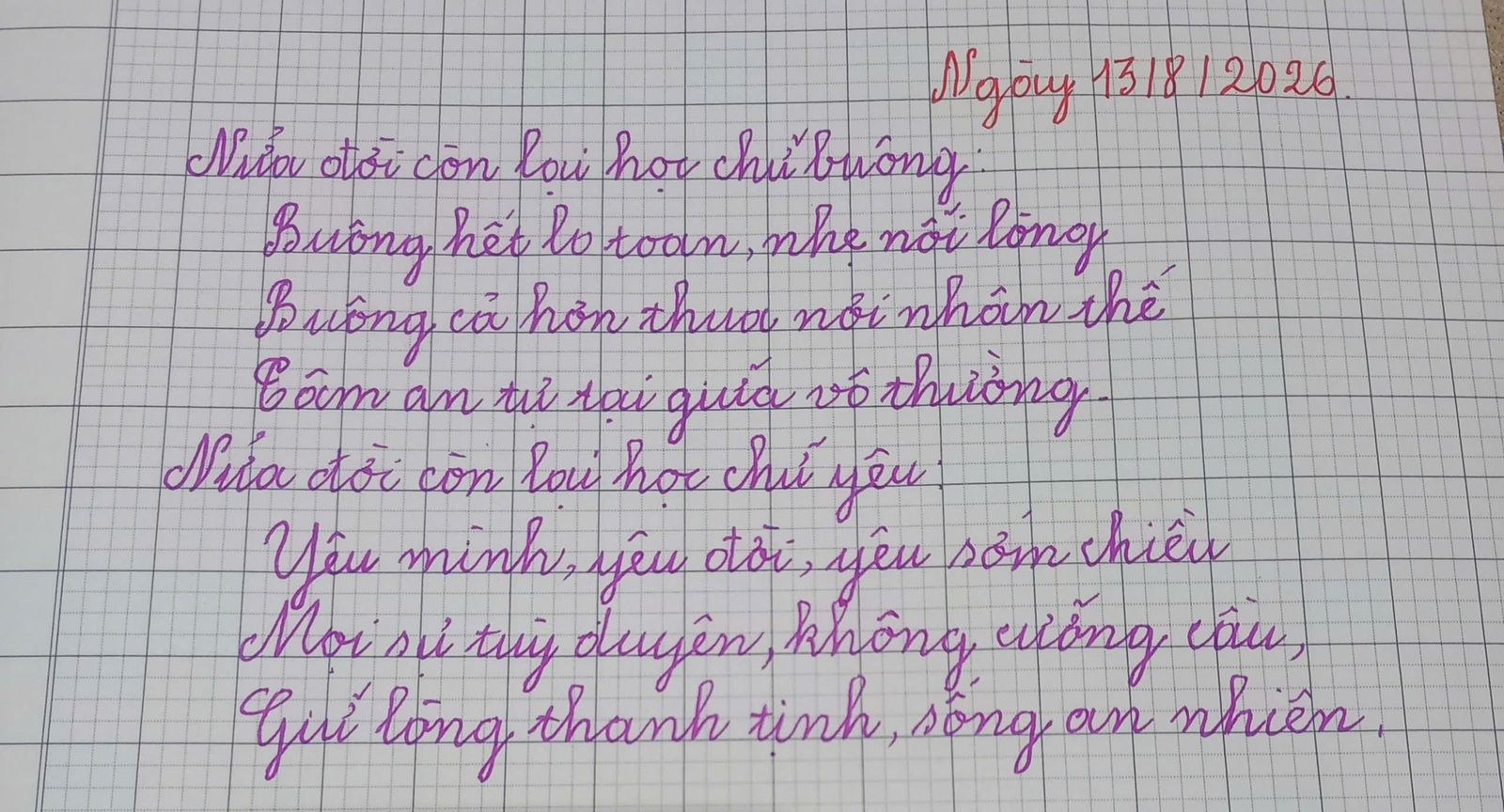 Trang sổ chép tay ngày 13/8/2026