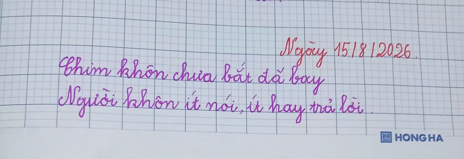 Trang sổ chép tay ngày 15/8/2026
