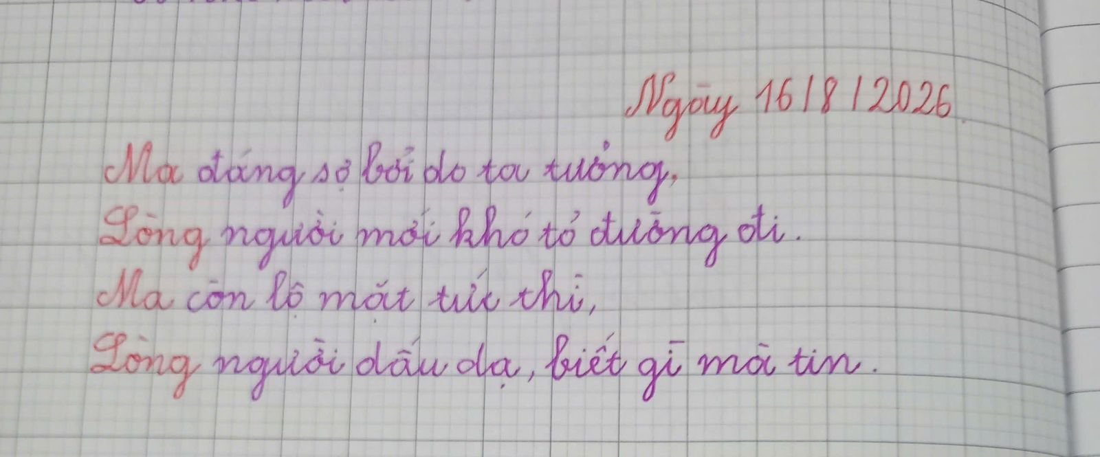 Trang sổ chép tay ngày 16/8/2026