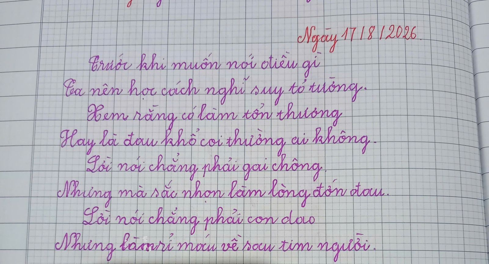 Trang sổ chép tay ngày 17/8/2026